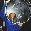 Matte black vinyl on clear drum head with "Bicycle Girl" herself Melissa Cowan from The Walking Dead.
